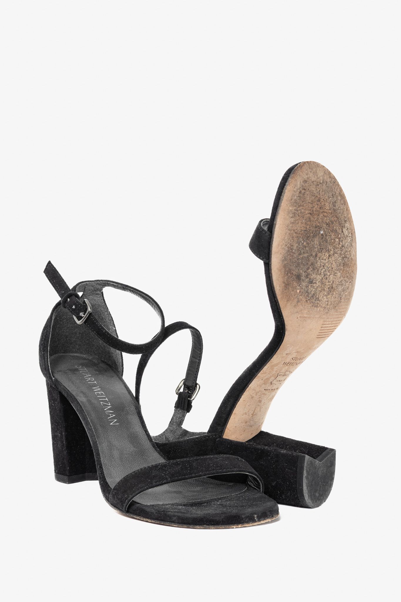 Stuart Weitzman Stuart Weitzman NearlyNude Black Suede Ankle-Strap Sandals Size US 6 / IT 36 - 4 Thumbnail