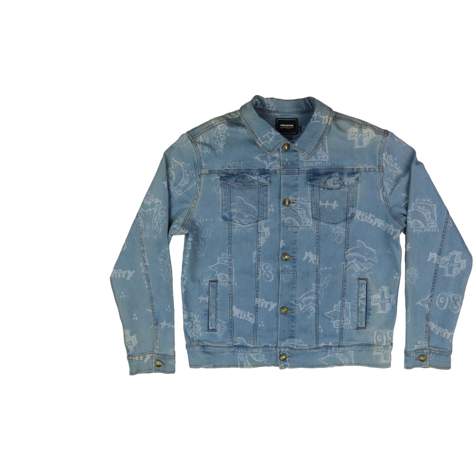 Pink Dolphin Pink Dolphin Scribbles All Over Trucker Denim Jean Jacket L Size US L / EU 52-54 / 3 - 1 Thumbnail