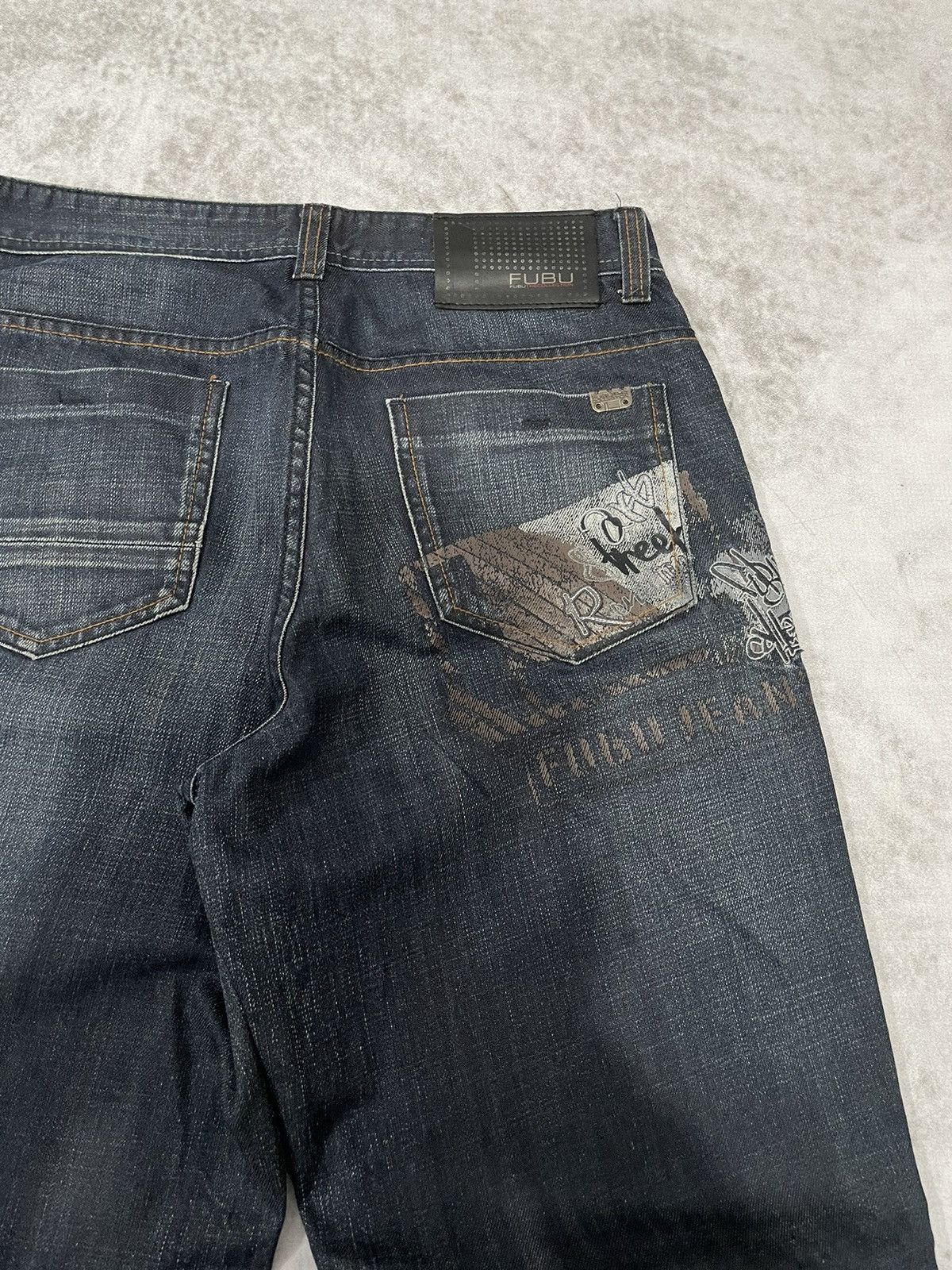 Le Grande Bleu (L.G.B.) 2000s Destroy Fubu poem jnco baggy denim y2k style Size US 30 / EU 46 - 9 Thumbnail