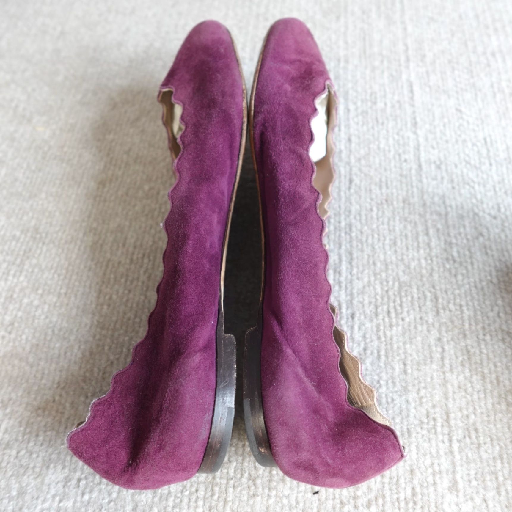 Vintage Chloé Womens Flat Shoes Slip On Cap Toe Leather Satin Pink Purple Scalloped 7.5 37.5 EU US 7.5 Indoor Spring Summer Fall Size US 8 / IT 38 - 7 Thumbnail