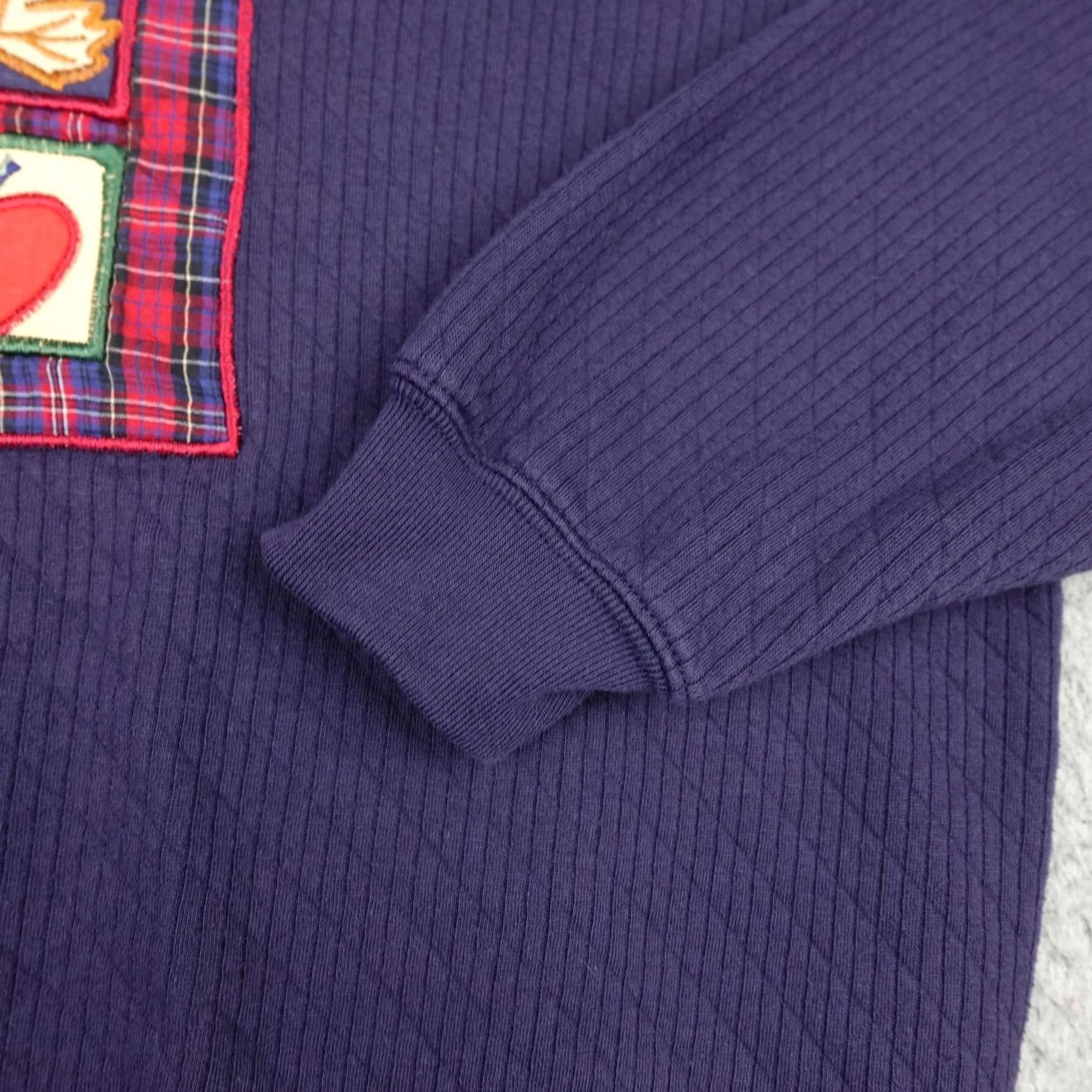 Vintage VINTAGE Baxter & Wells Sweater 1X Blue Plaid Fall Leaves Appliqué 90s Pullover Womens Size XL / US 12-14 / IT 48-50 - 6 Thumbnail