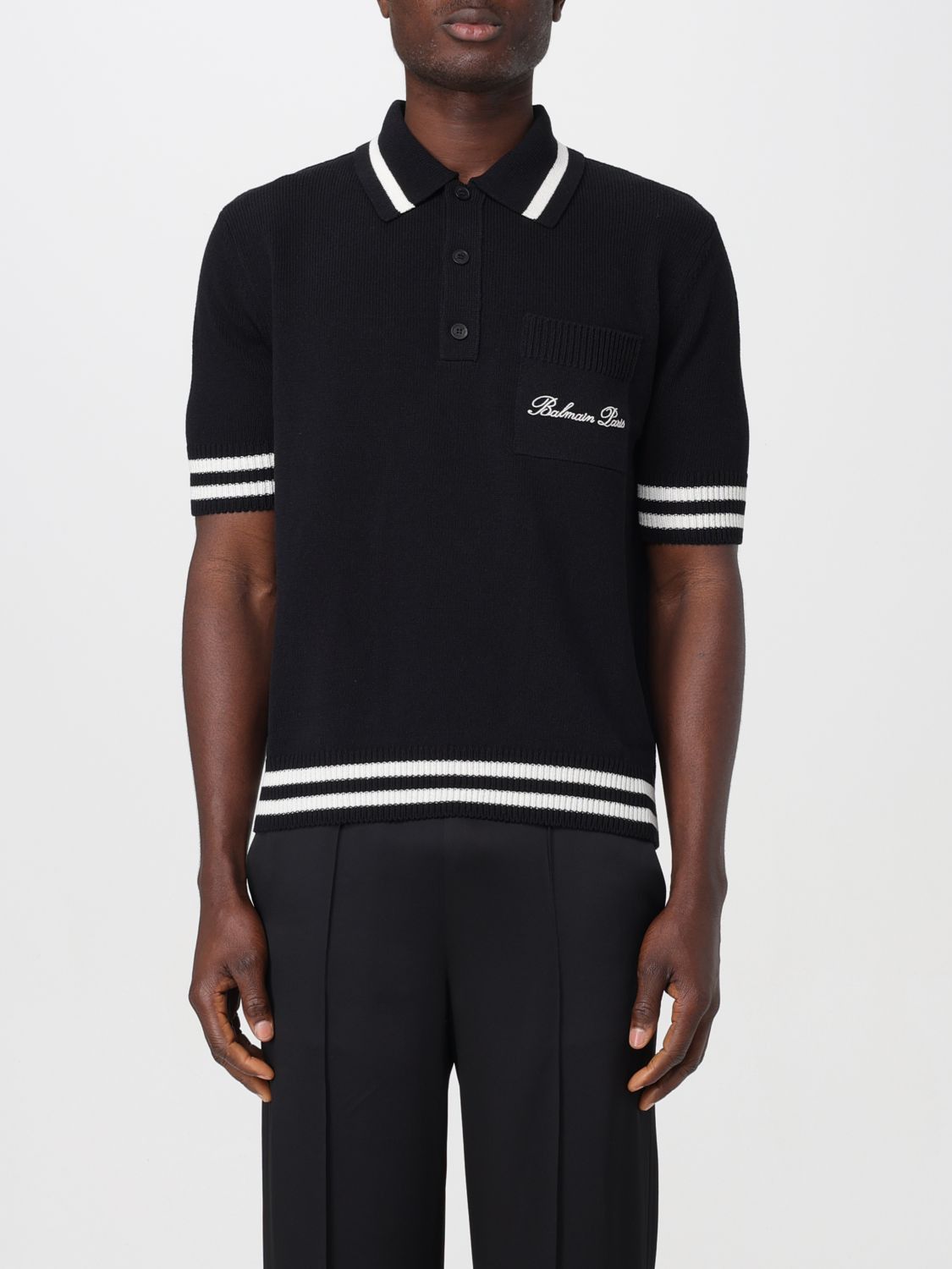 image of Balmain Polo Shirt Men Black (Size Large)