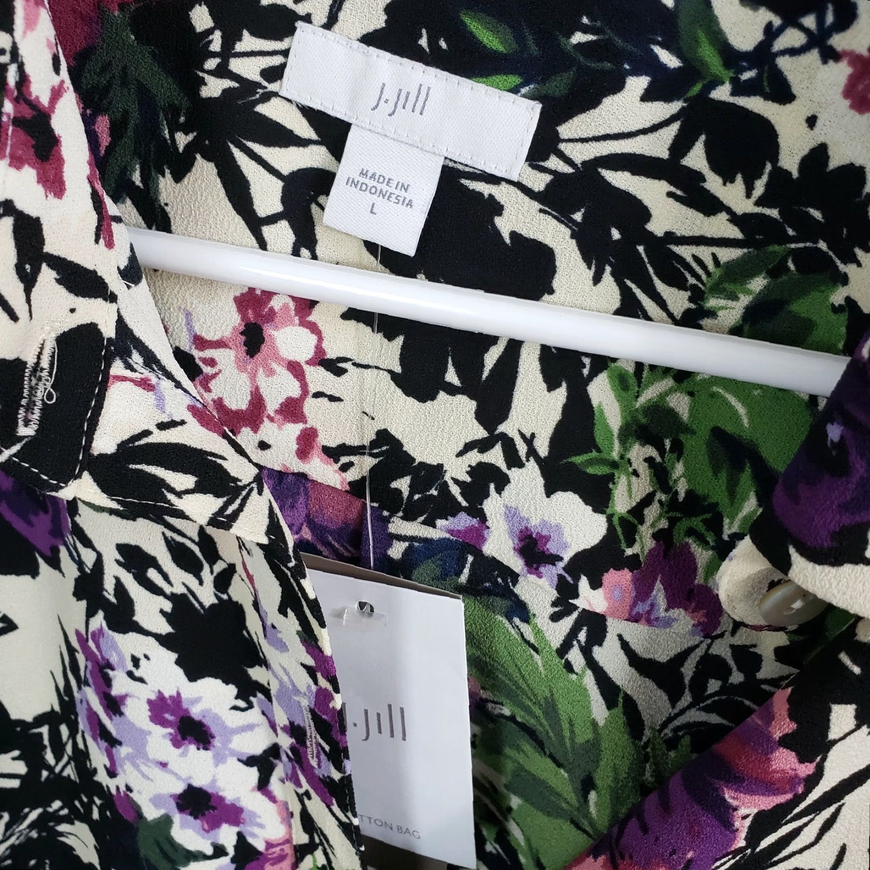 J. Jill J. Jill Blouse Shirt Womens Relaxed Shirttail Floral Black Oatmeal Long Sleeve Large Size L Polyester Mens? Size L / US 10 / IT 46 - 5 Thumbnail