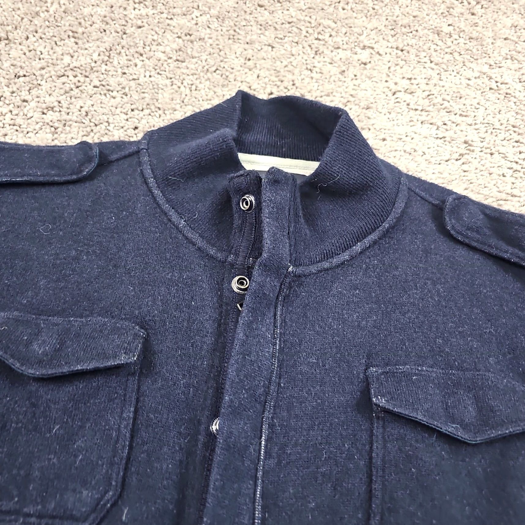 Banana Republic Banana Republic Jacket Mens L Navy Blue Wool Military Style Full Zip Pockets Size US L / EU 52-54 / 3 - 2 Thumbnail