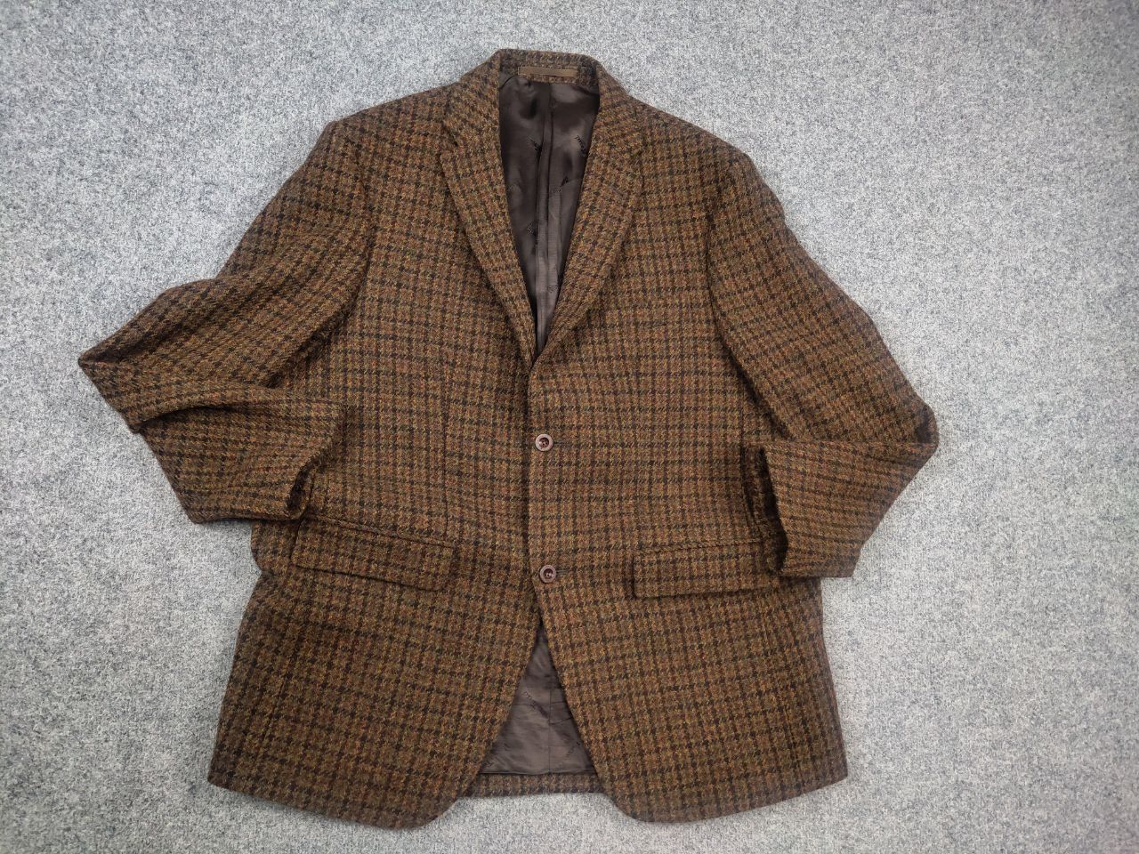 Harris Tweed Vintage 90's Harris Tweed Dark Check Wool Blazer Jacket Size US L / EU 52-54 / 3 - 8 Thumbnail