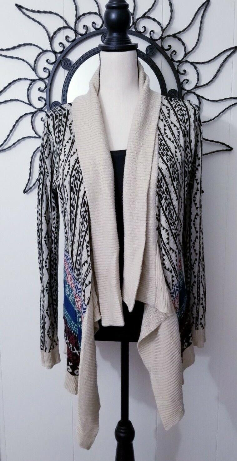 Cartoon Network Cato Sweater Large Aztec Long Open Front Cardigan Beige Size L / US 10 / IT 46 - 1 Thumbnail