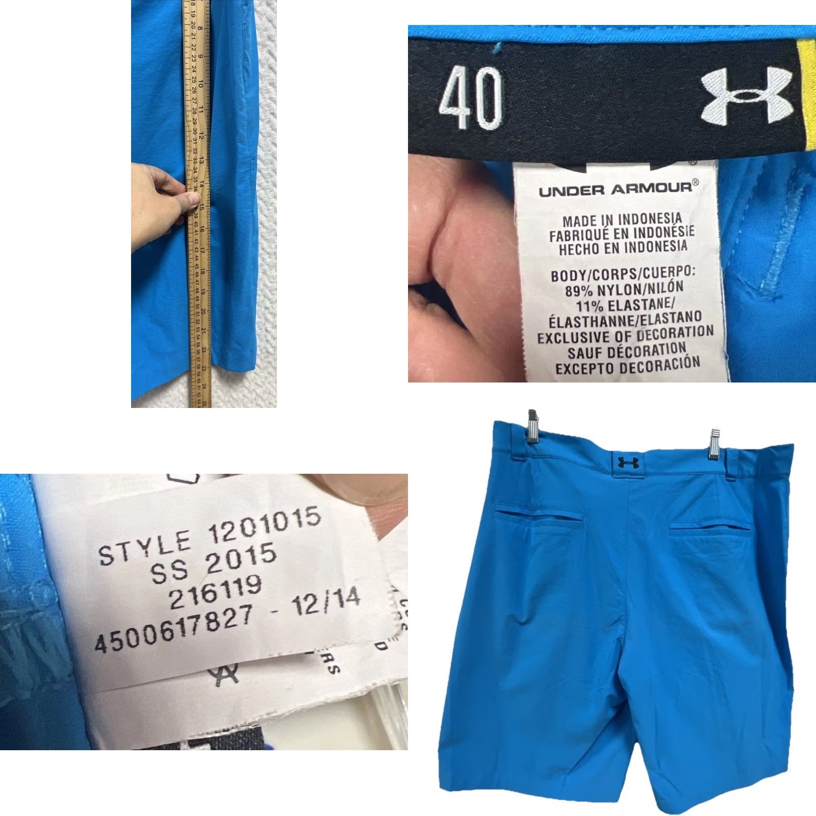 Under Armour Under Armour Mens Golf Shorts Size 40 Blue Stretch Chino Sports 40 in Inseam 10 in Regular Mens Size US 40 / EU 56 - 8 Thumbnail