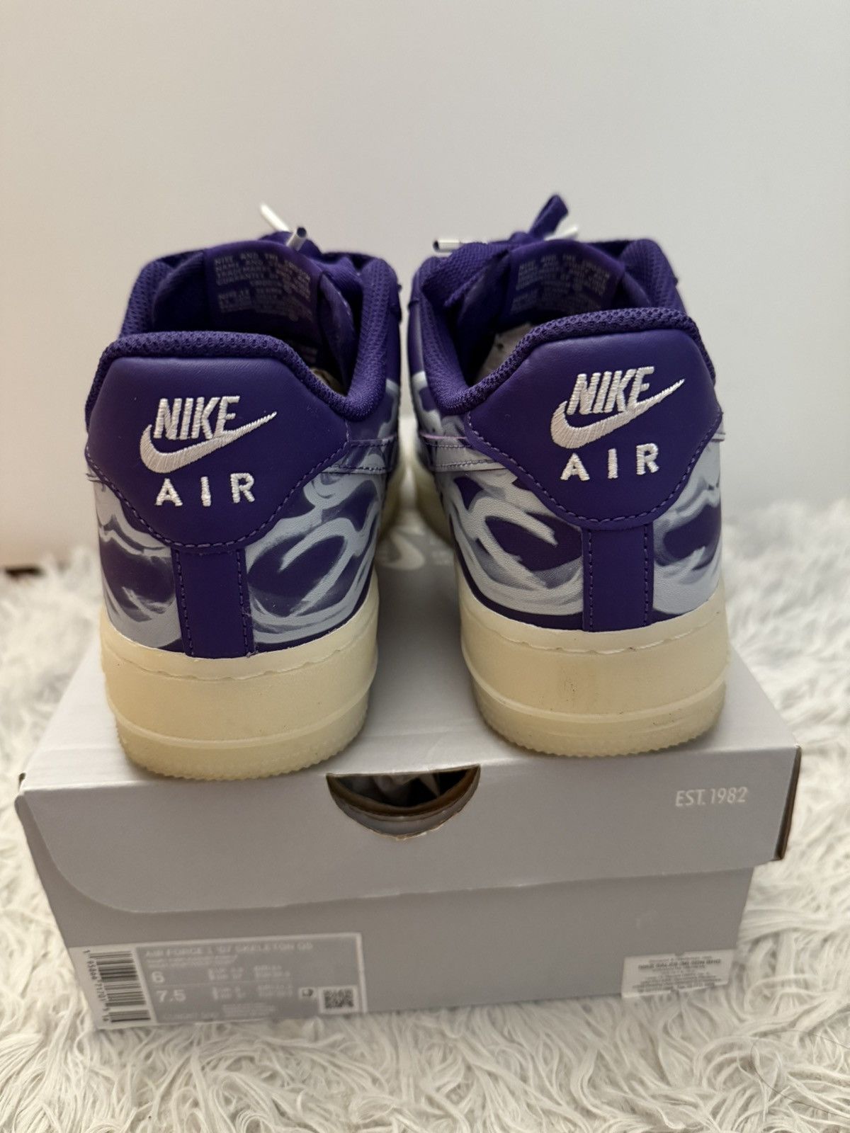 Nike Air Force 1 ‘07 Skeleton QS Purple Skeleton Halloween Size US 6 / EU 39 - 4 Thumbnail