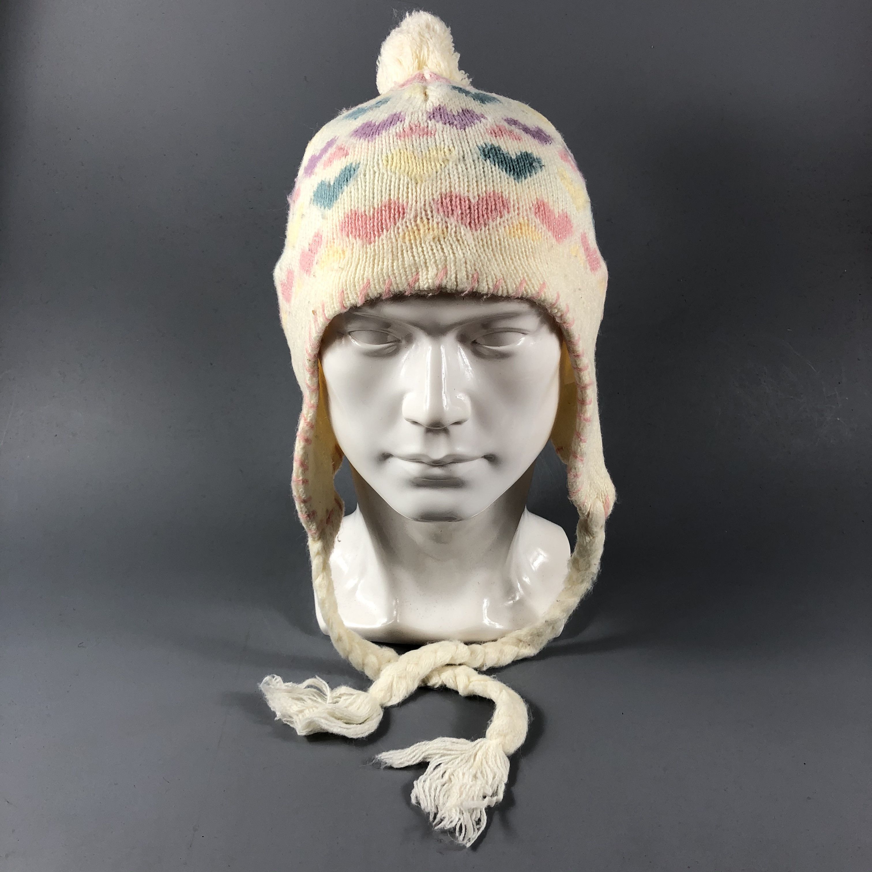image of Vintage x Winter Session Hush Hush Loves Earflap Bobble Beanie Snowcap Snow Hat B751, Men's