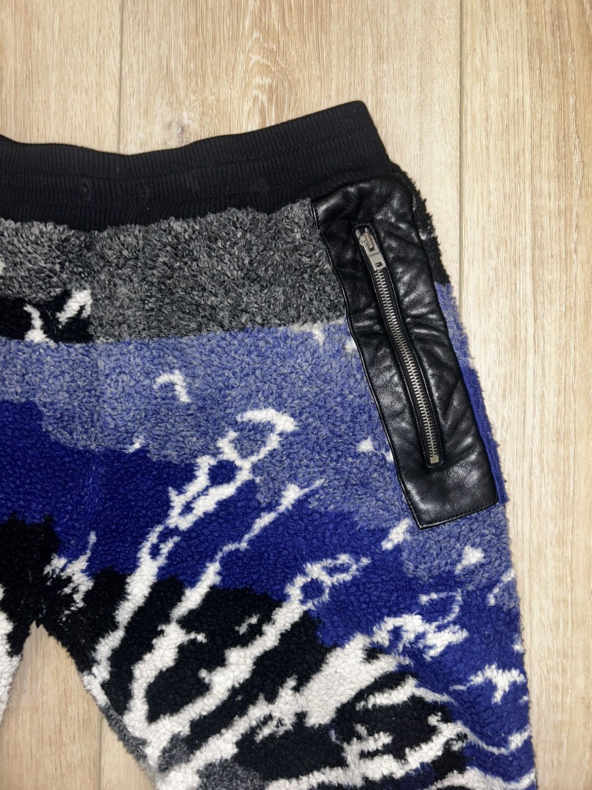 Amiri Amiri TieDye Leather Trim Wool Teddy Joggers MSRP $1070+Tax Size US 34 / EU 50 - 3 Thumbnail