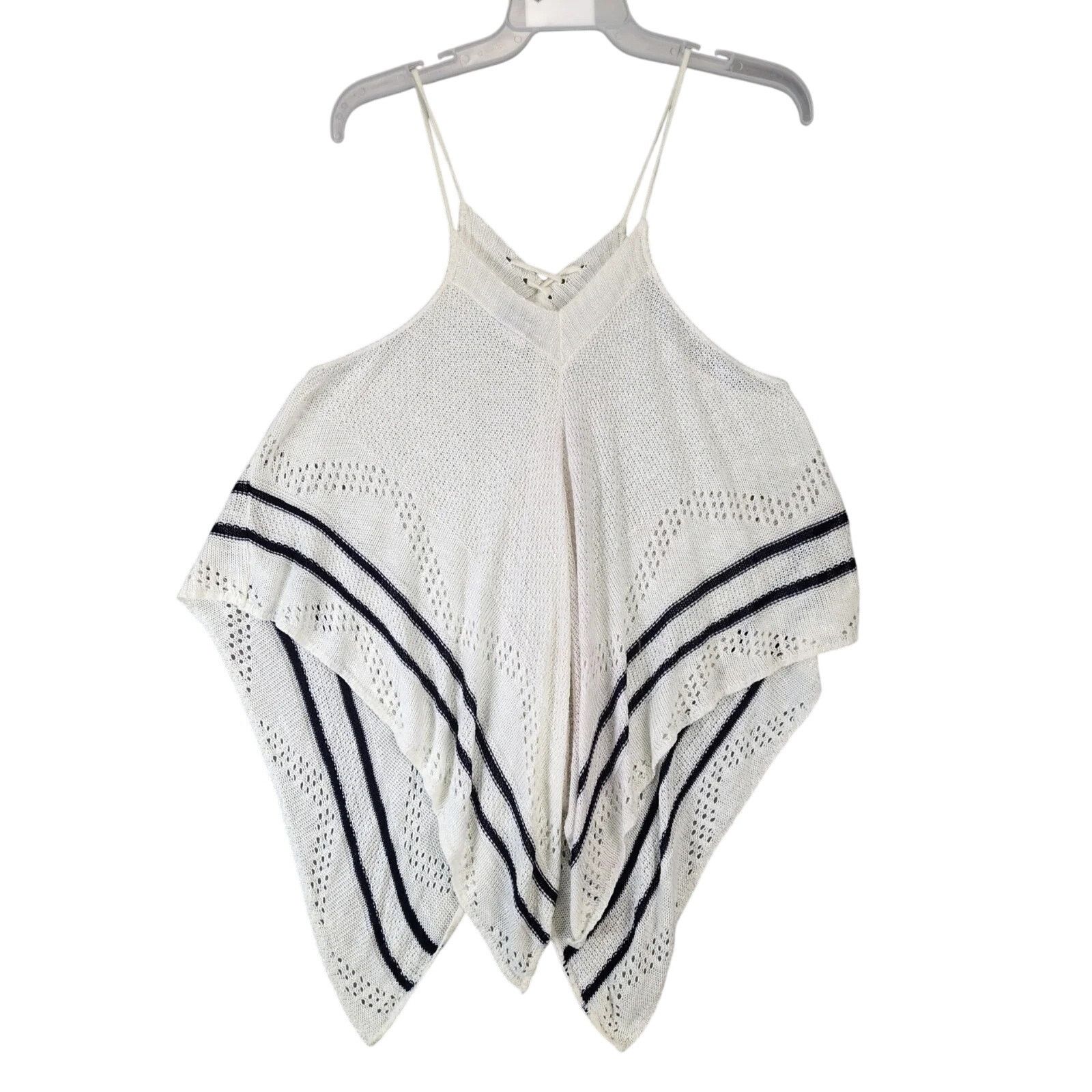 Other Madberry Ivory Knit Poncho Tank Top Womens L Corset Tie Neck Size L / US 10 / IT 46 - 4 Thumbnail