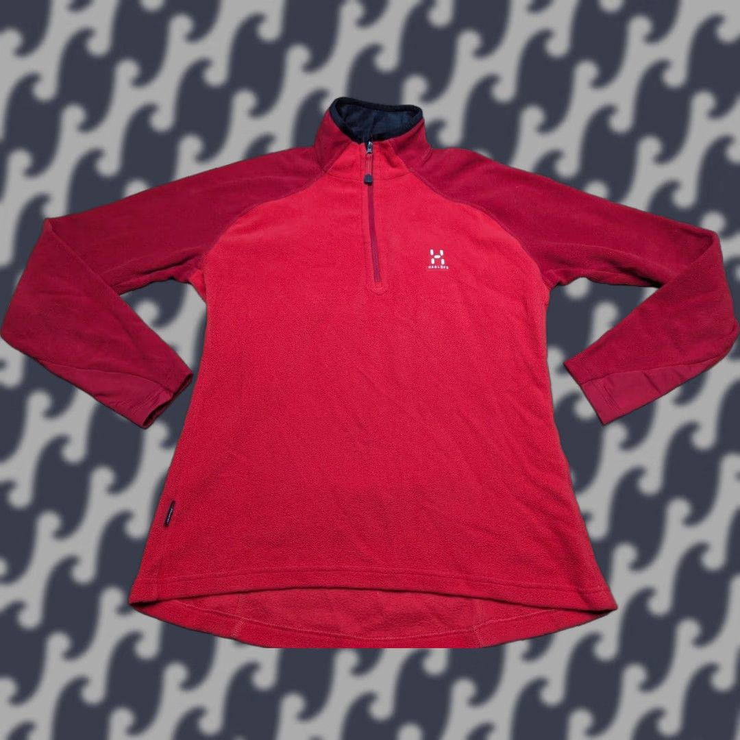 Vintage Haglöfs Womens Fleece Pullover Top Large Polartec Sports Red Track Run Outdoor Hoodie? Size L / US 10 / IT 46 - 1 Thumbnail