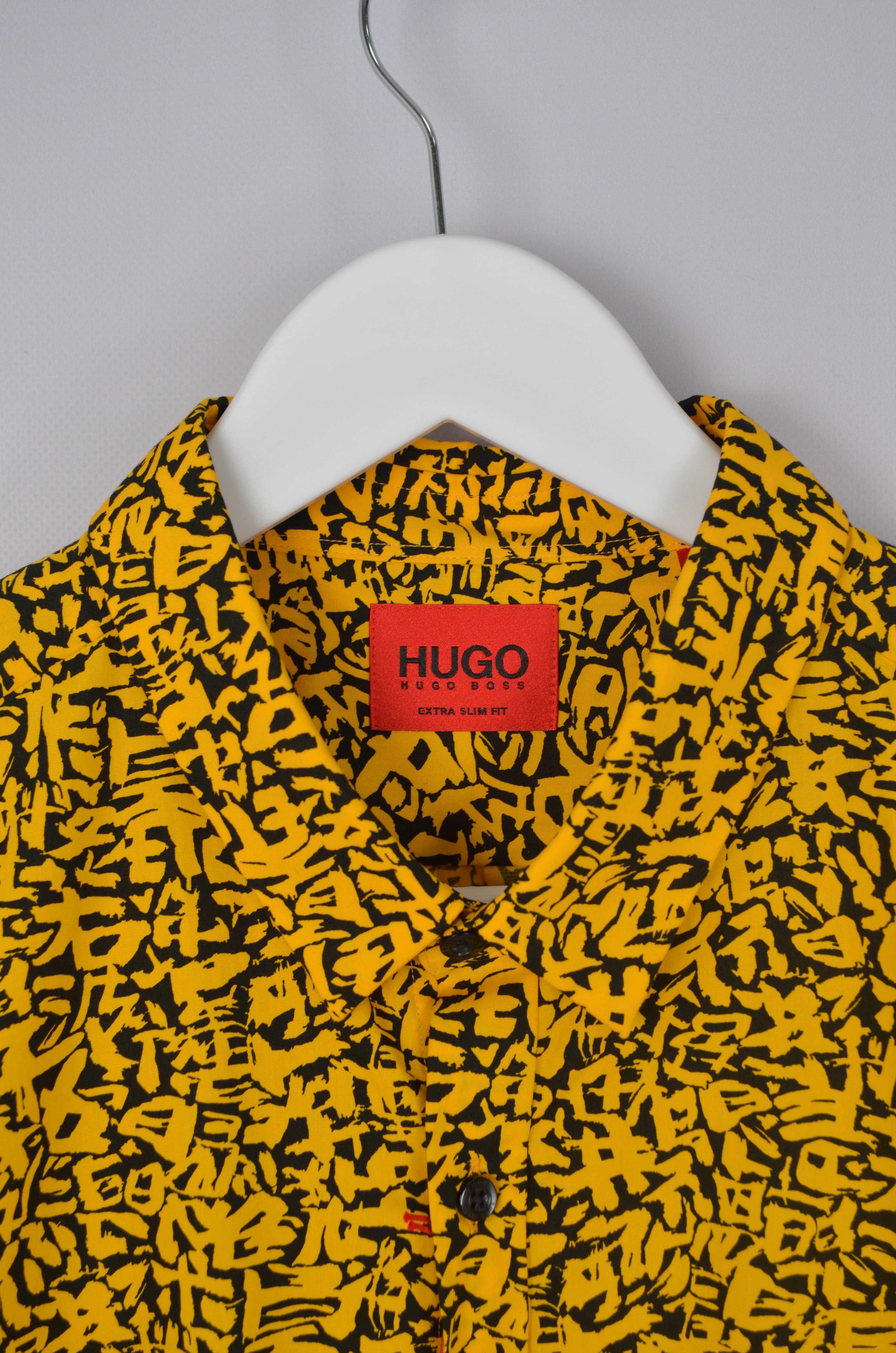 Hugo Boss Hugo Boss Yellow Abstract Print Extra Slim Fit Shirt Size M Size US M / EU 48-50 / 2 - 3 Thumbnail
