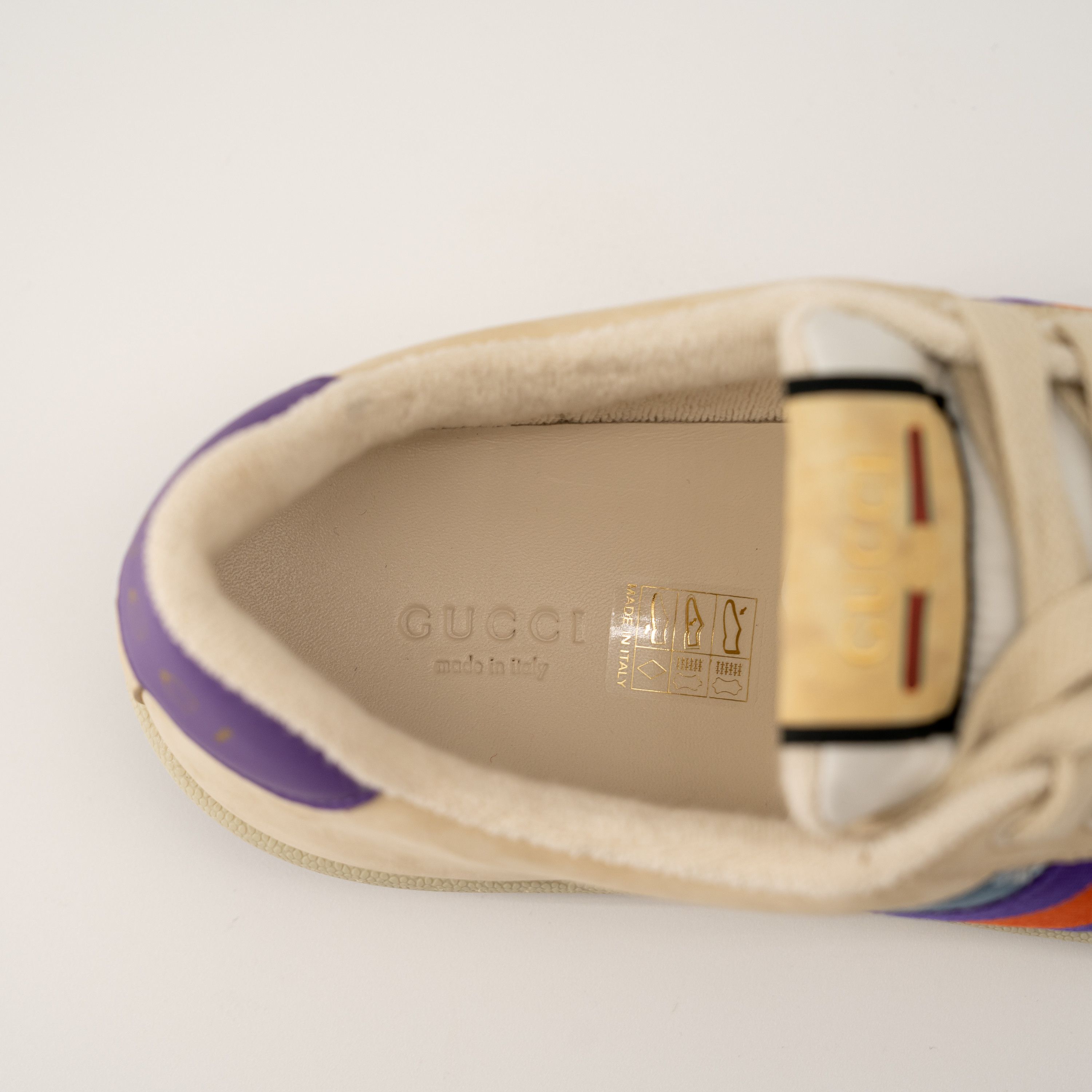 Gucci 41.5eu Gucci Screener Enamel Aged Sneakers Beige Blue Red Size US 11.5 / IT 41.5 - 10 Thumbnail