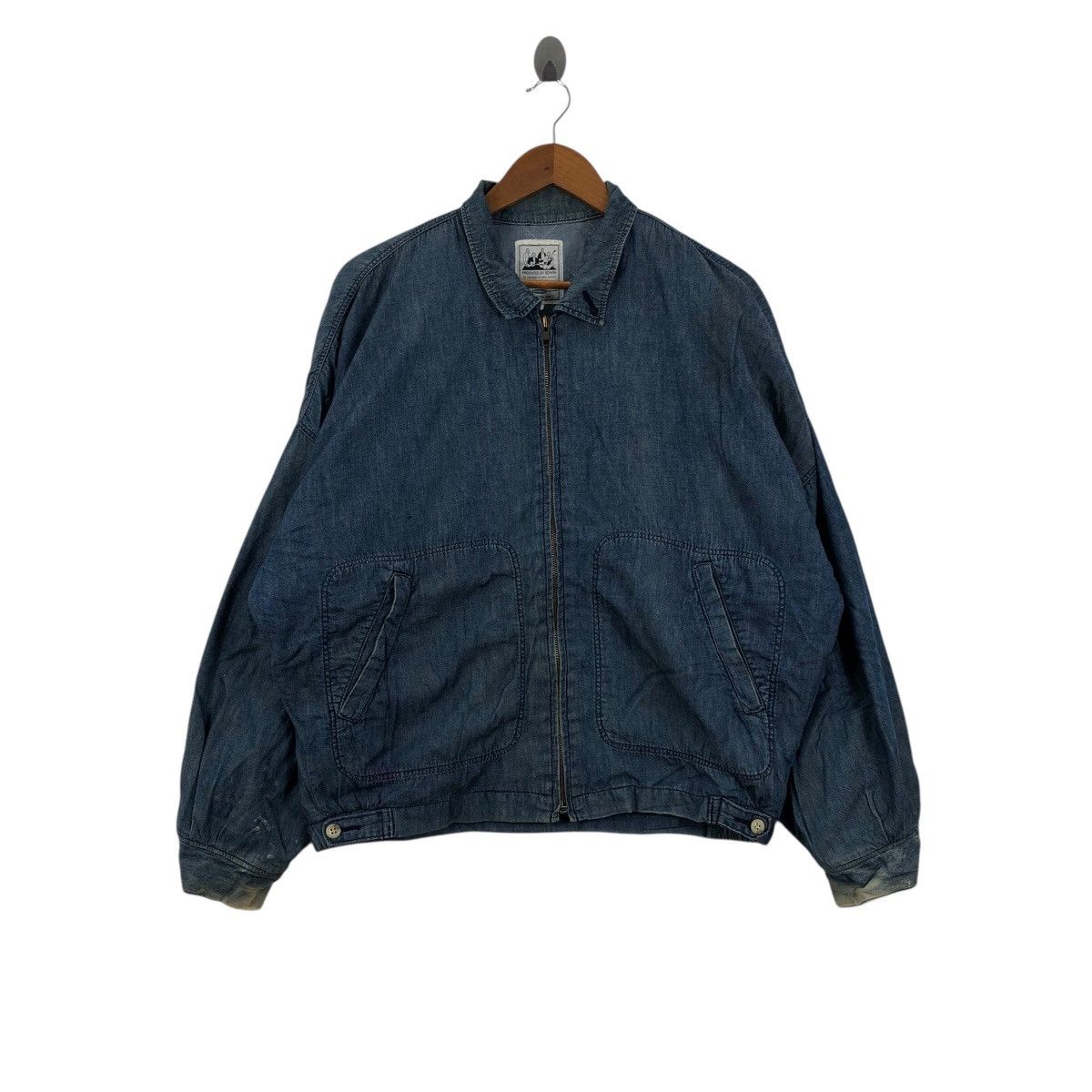 Edwin Vintage 80s EDWIN USA Indigo Bomber Jacket Size M / US 6-8 / IT 42-44 - 1 Thumbnail