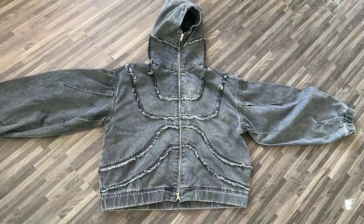 Japanese Brand × Vintage Y2K Splicing Zip Up Hoodie Denim Jacket Size US M / EU 48-50 / 2 - 5 Thumbnail