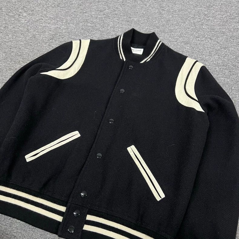Saint Laurent Paris black baseball jacket with white accents-2507 Size US L / EU 52-54 / 3 - 3 Thumbnail