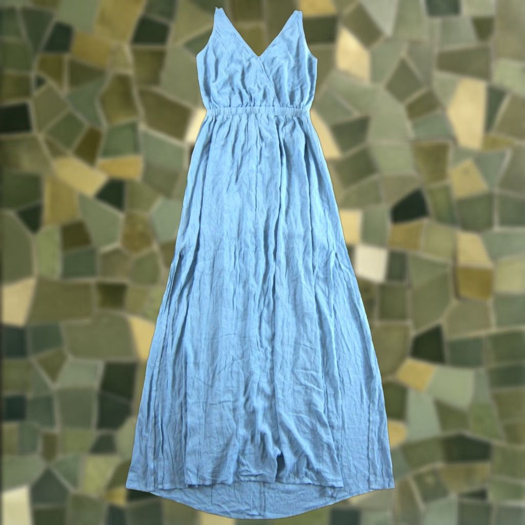 Lulus Lulus NWT Slate Blue Rayon Lost in Paradise Open Back Long Maxi Sun Dress Large Size L / US 10 / IT 46 - 1 Thumbnail