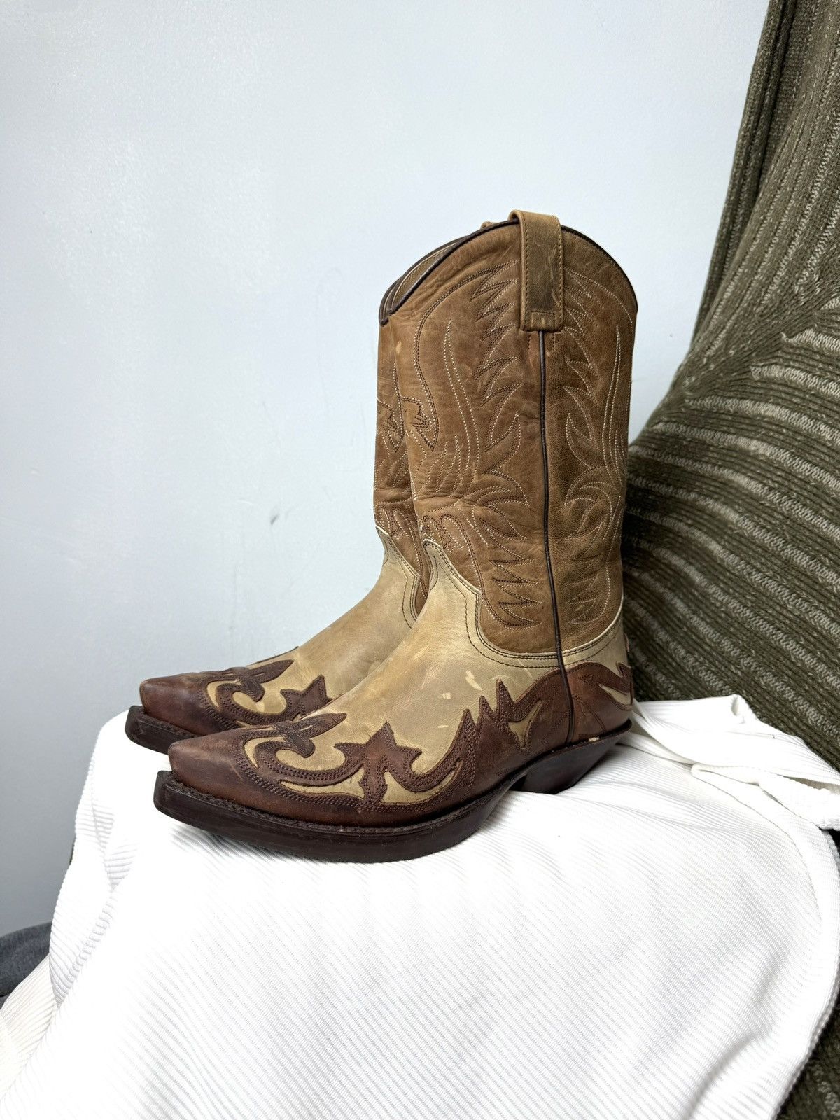 Cowboy Equipment 💥Rare! Vintage Sendra Western Leather Cowboy Boots Size US 6 / IT 36 - 1 Thumbnail