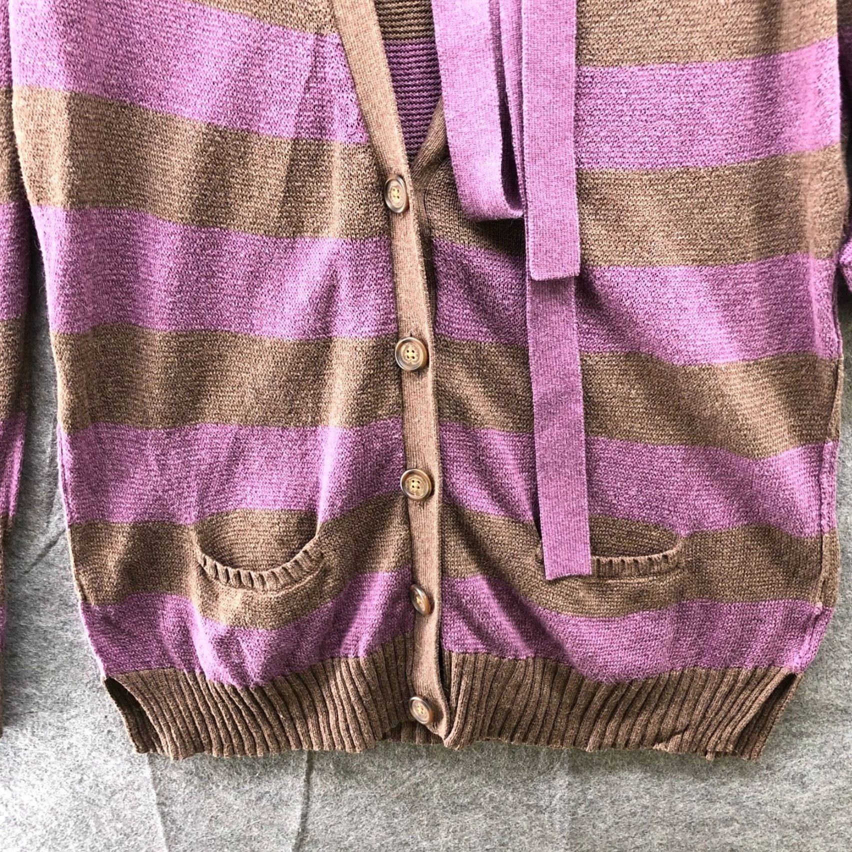Gap Vintage Gap Womens Cardigan L V-Neck Striped Alpaca Cotton Lightweight Button Front Size L / US 10 / IT 46 - 4 Thumbnail