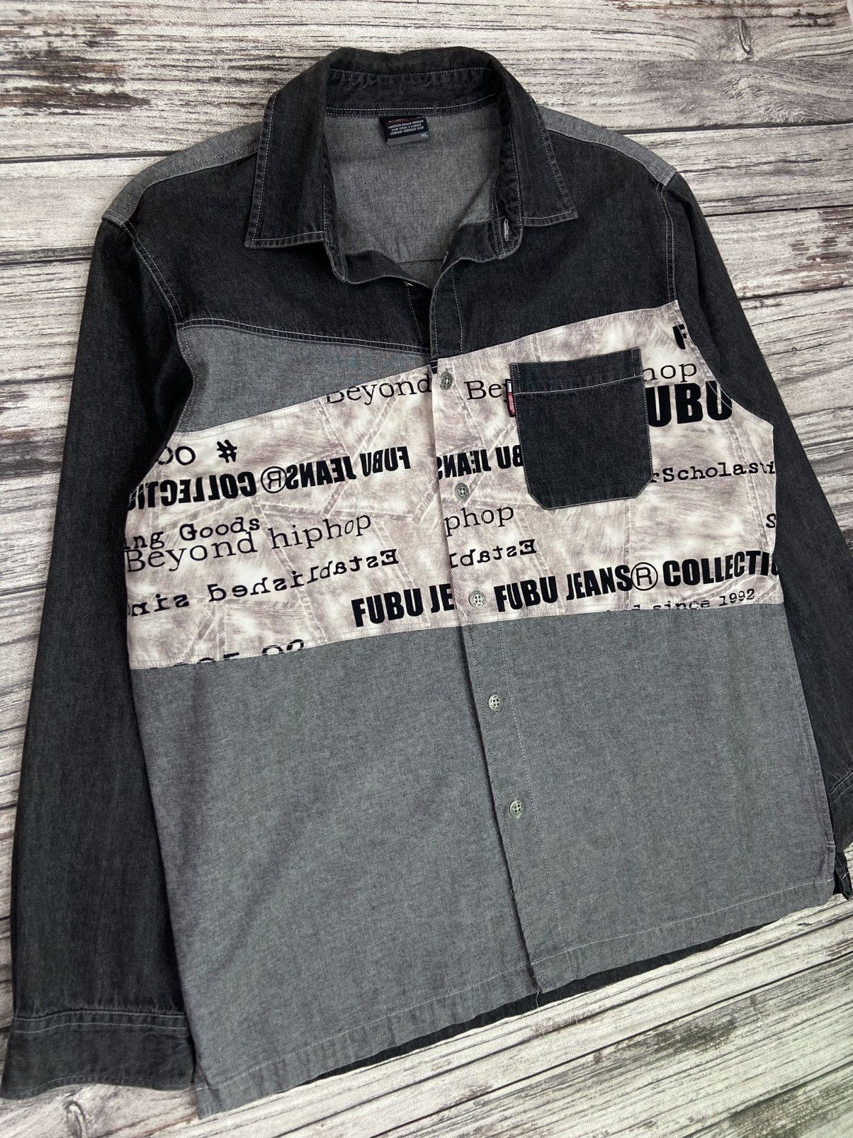 Fubu Vintage 00s Fubu Denim Hiphop Denim Shirts Button Up Size US L / EU 52-54 / 3 - 6 Thumbnail