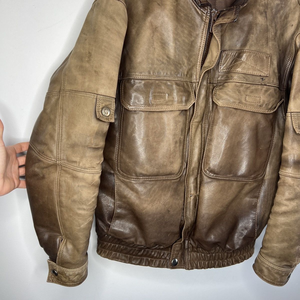 Vintage Vintage Genuine Leather Brown Jacket Flight Bomber 90s Size US M / EU 48-50 / 2 - 2 Thumbnail
