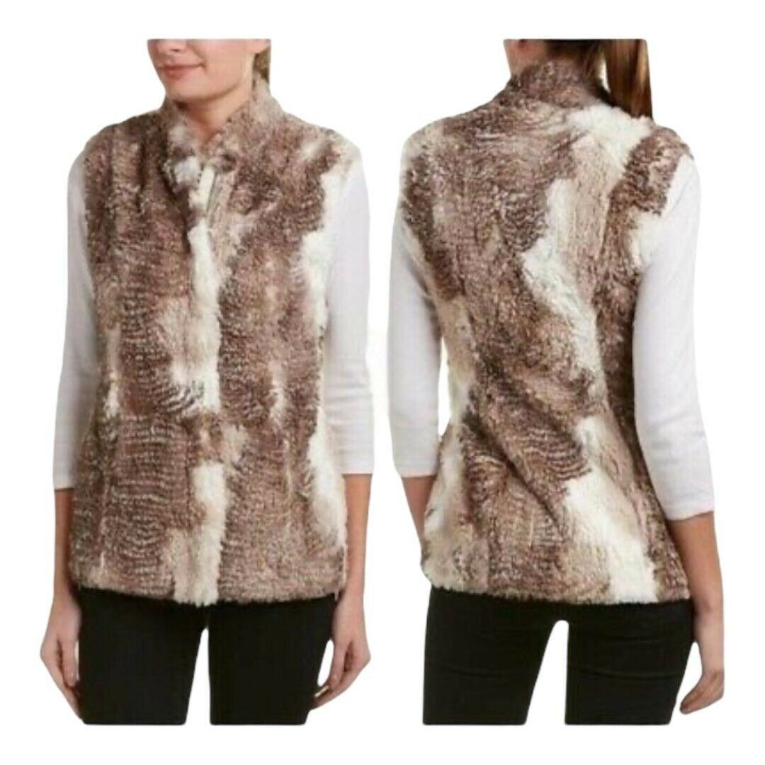 Designer Cabi Womens Aspen Faux Fur Vest Women's SMALL Full Zip Tan B Size S / US 4 / IT 40 - 2 Thumbnail
