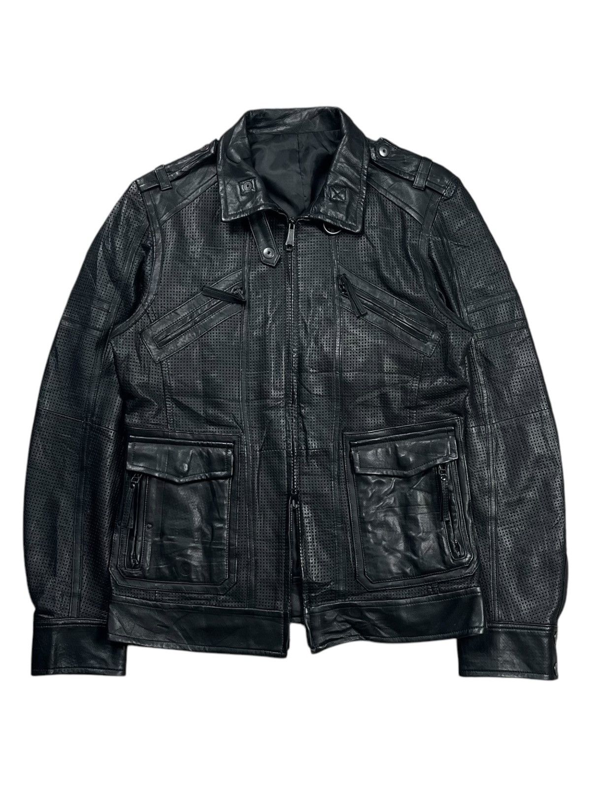 5351 POUR LES HOMMES Old 5351 Pourless Homme - Cyber Rider Leather Jacket Size US M / EU 48-50 / 2 - 3 Thumbnail
