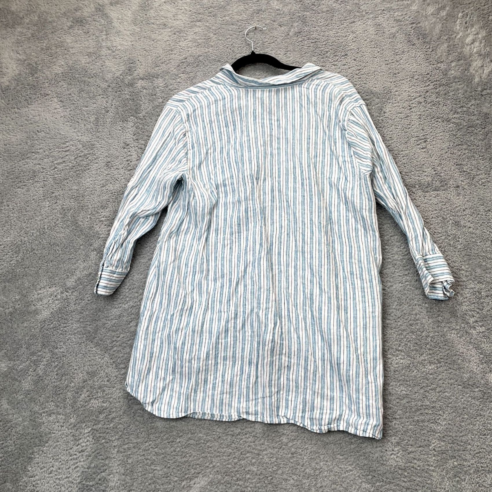 J. Jill J Jill White Linen Popover Tunic Blouse Womens Medium Striped Love Lagenlook Size M / US 6-8 / IT 42-44 - 2 Thumbnail