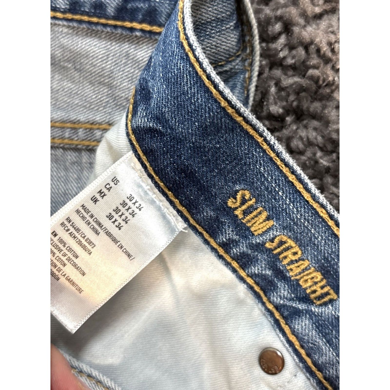 American Eagle Outfitters VINTAGE American Eagle Jeans Mens Slim Straight 30x34 Thrashed Distressed Y2K Blue Jeans Mens 30 34 Distressed Slim Straight Jeans Size US 30 / EU 46 - 5 Thumbnail