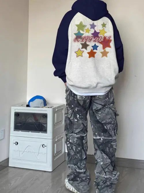 VIBE Hip Hop Graffiti Pentagram Print Loose XXL Hooded Sweatshirt Size US XXL / EU 58 / 5 - 7 Thumbnail