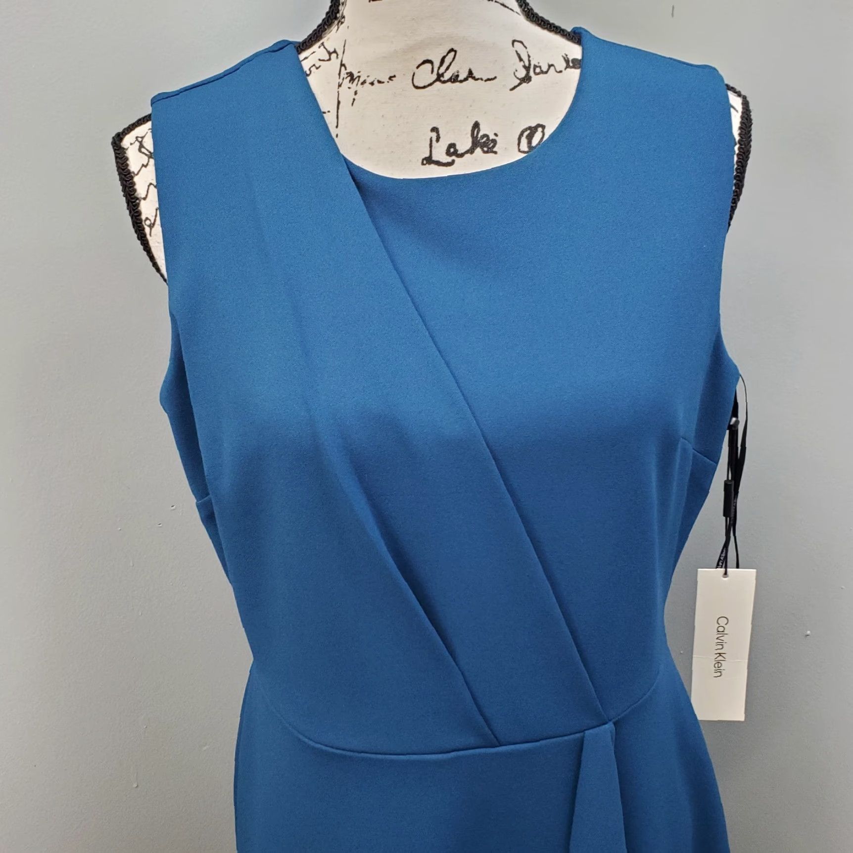 Calvin Klein Calvin Klein Wrap Dress Women Size 8 Blue Sleeveless Round Neck Zip Size M / US 6-8 / IT 42-44 - 3 Thumbnail