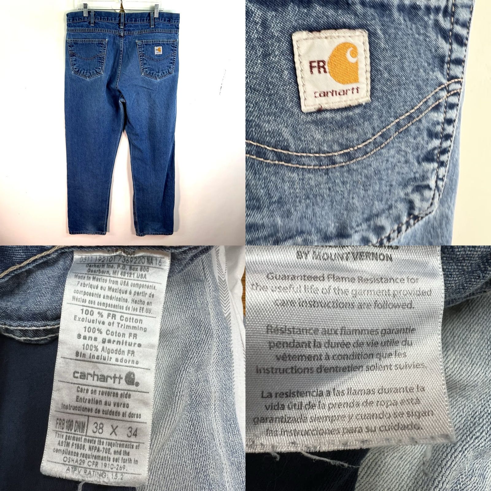 Carhartt VINTAGE Carhartt Men's Jeans Size 38 x 34 Relaxed Fit Straight Leg Blue Denim 90s Style Size US 38 / EU 54 - 8 Thumbnail