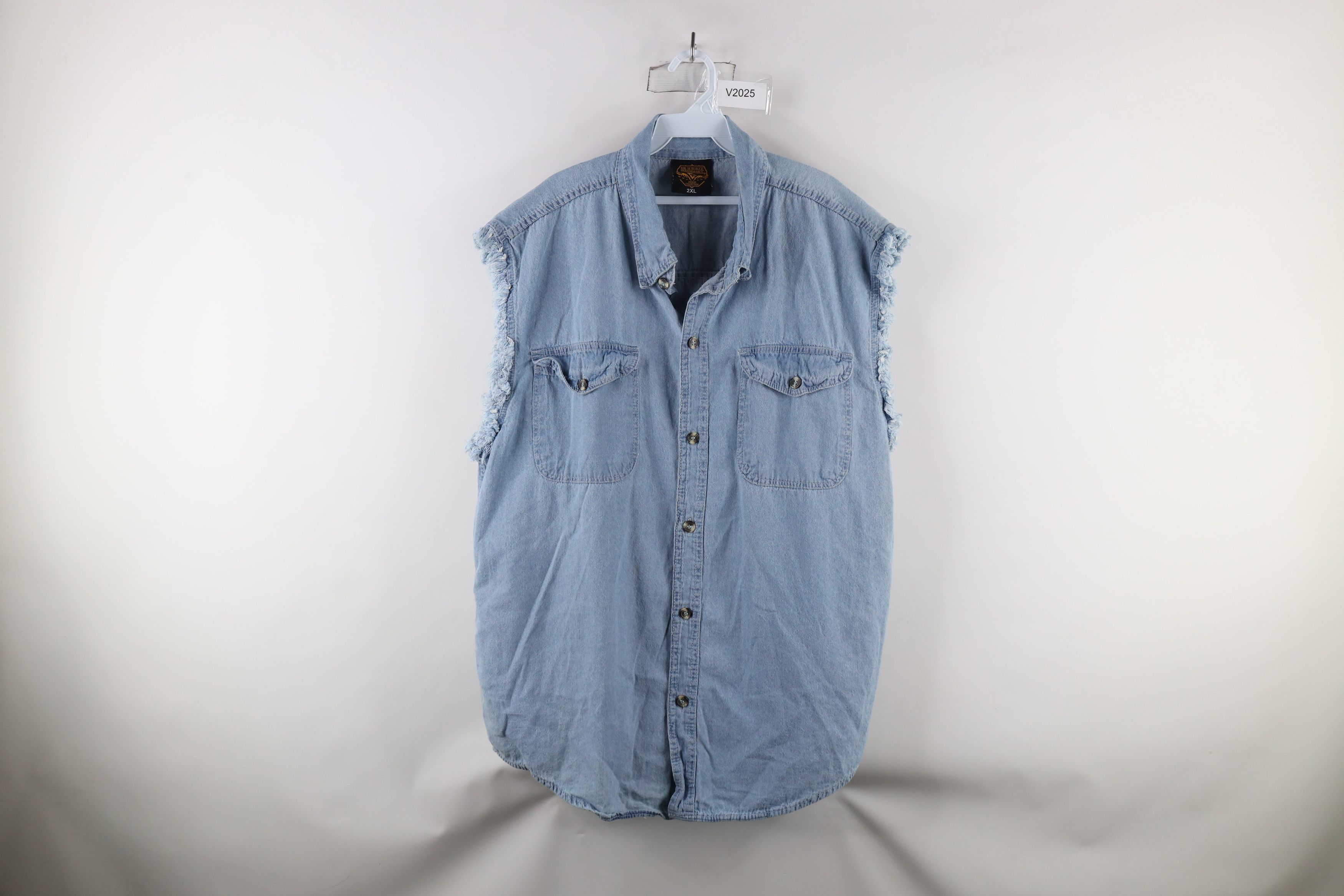 Vintage Vintage 90s Streetwear Motorcycle Denim Button Shirt Blue Size US XXL / EU 58 / 5 - 1 Thumbnail