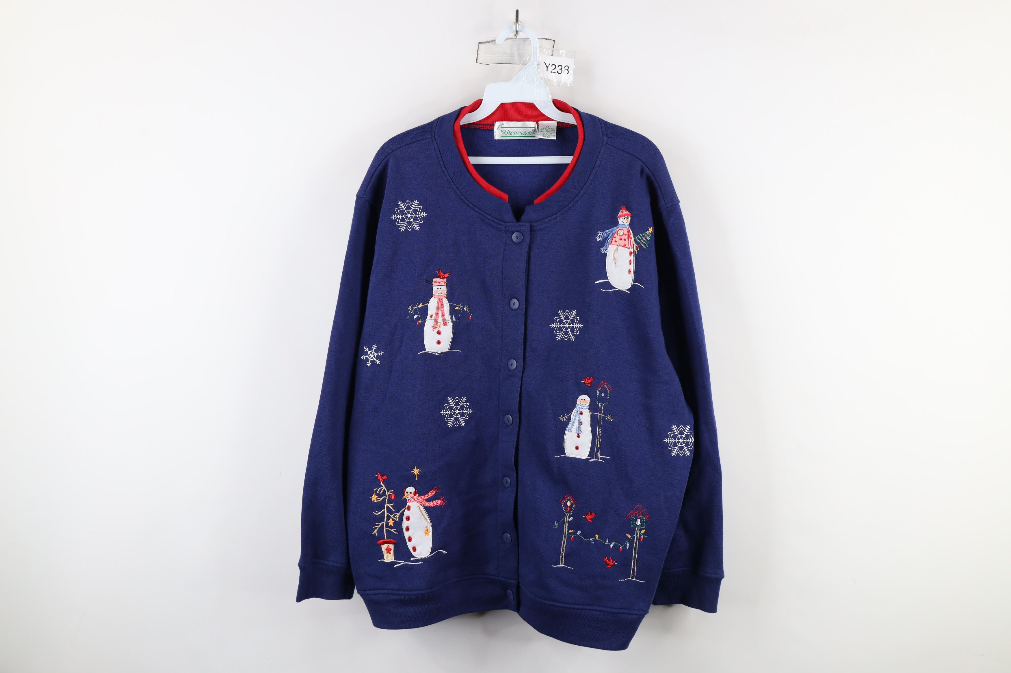 Vintage Vintage 90s Streetwear Christmas Snowman Cardigan Sweatshirt Size XL / US 12-14 / IT 48-50 - 1 Thumbnail