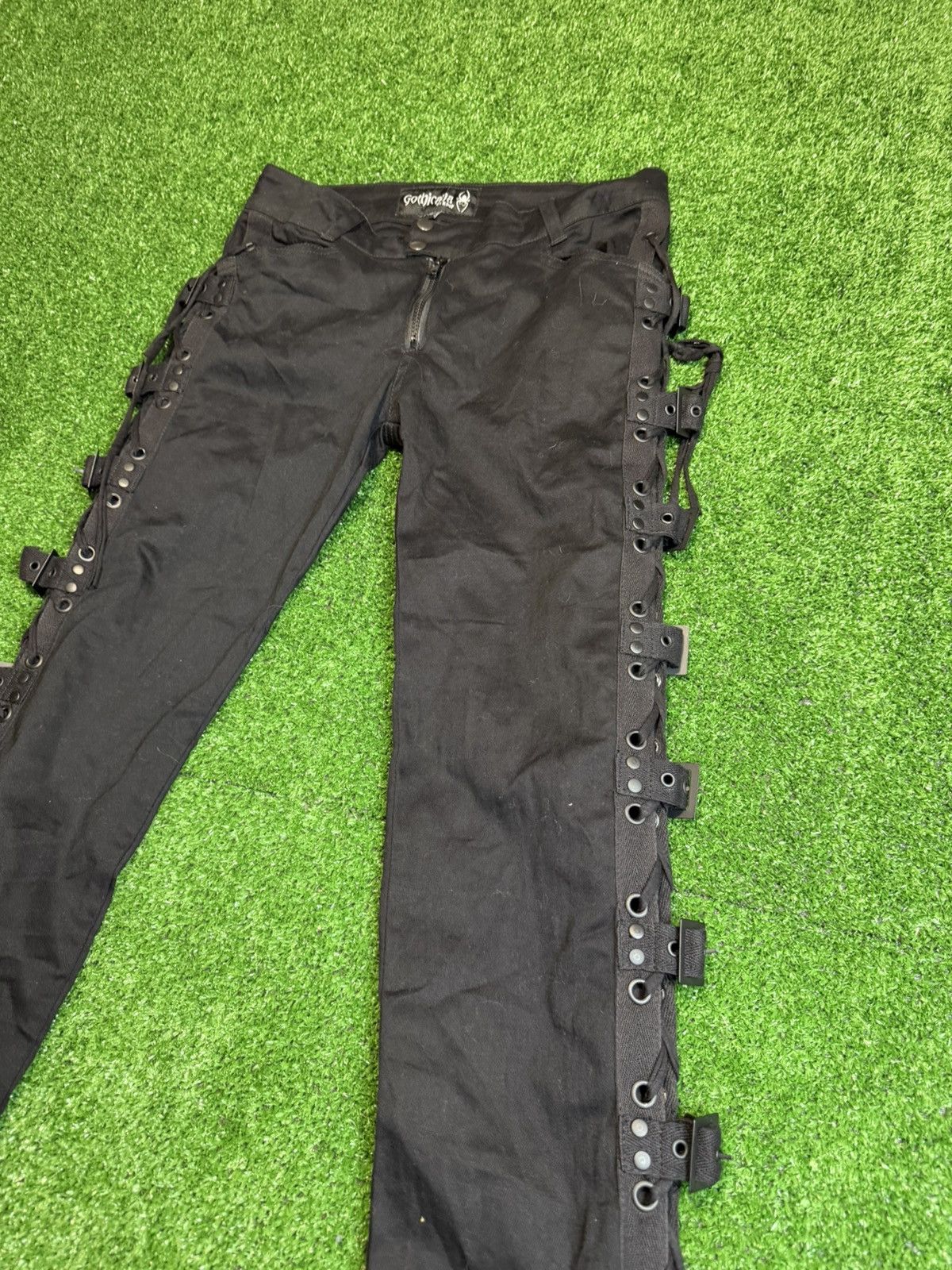 Vintage Avant Garde Gothicana Opium Black Buckle Detail Skarlet Pant Size 24" / US 00 / IT 34 - 2 Thumbnail