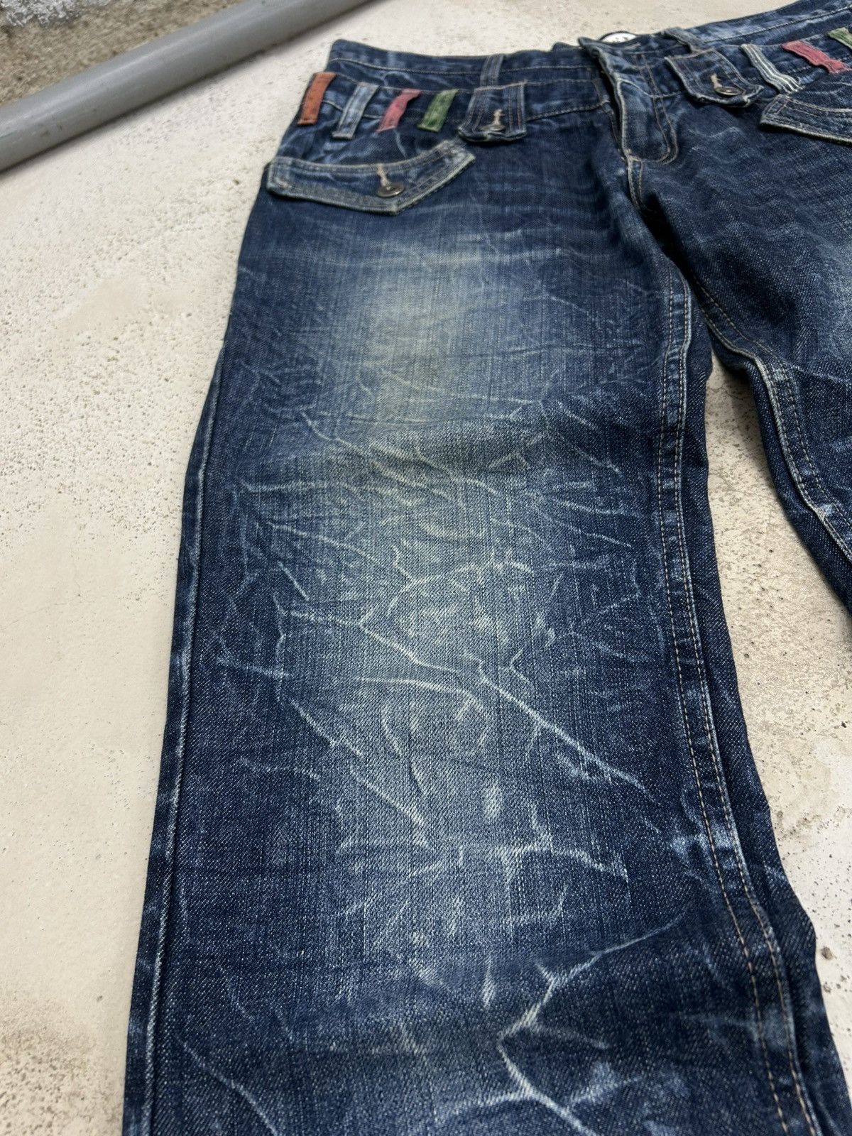Le Grande Bleu (L.G.B.) Antfui Double Waist Denim Jean Whiskering Washed Size US 31 - 7 Thumbnail