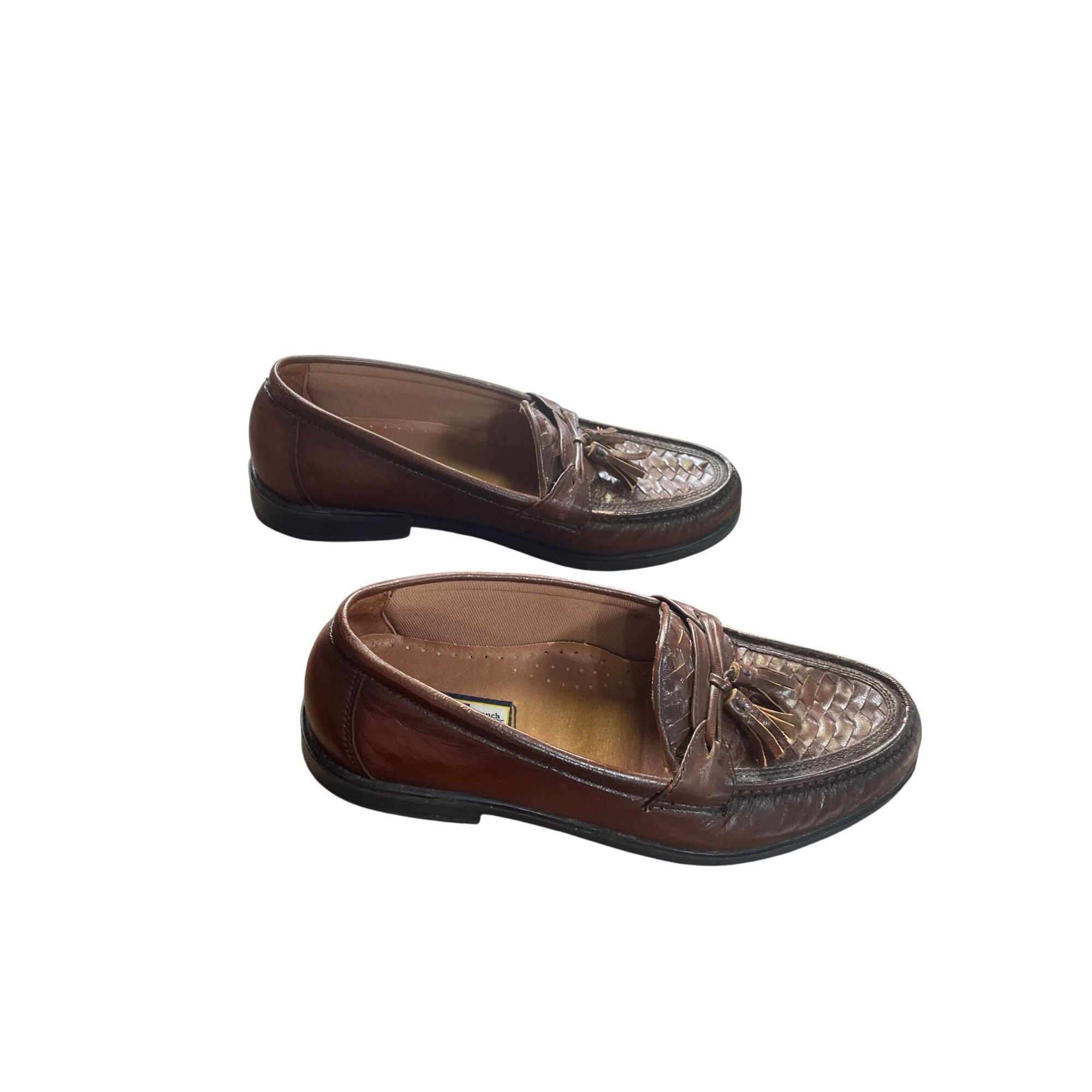 Designer French Shriner Mens Brown Leather Tassel Loafers Size 8.5M S Size US 8.5 / EU 41-42 - 4 Thumbnail