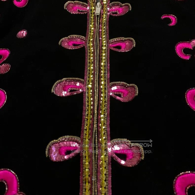 Saint Laurent Paris Saint Laurent Paris Black Velvet Pink Cherry Blossom Scale Size US M / EU 48-50 / 2 - 4 Thumbnail
