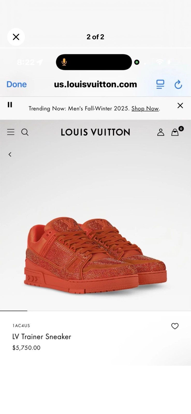 Louis Vuitton Louis Vuitton Trainer Swarovski sz 10 Size US 10 / EU 43 - 2 Thumbnail