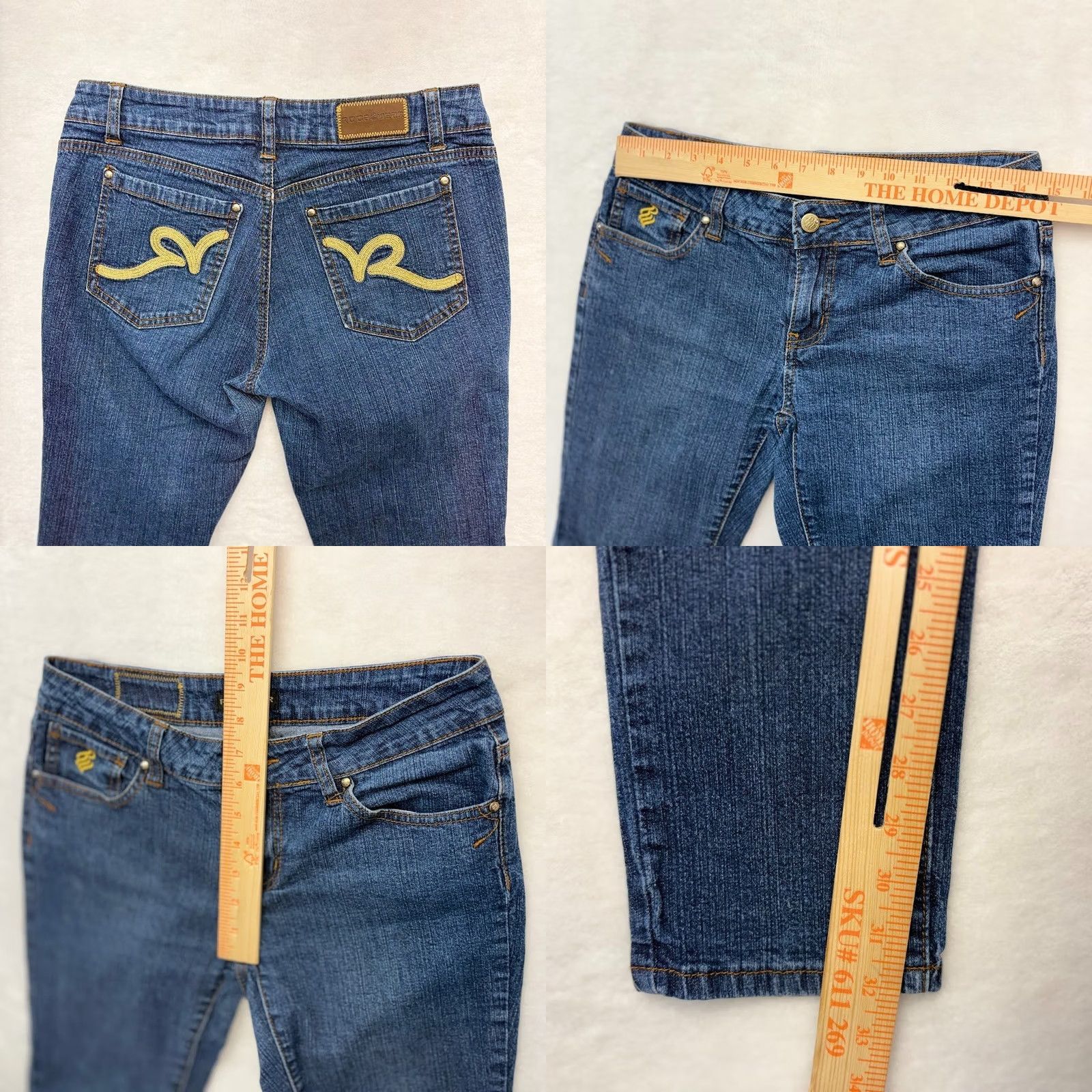 Rocawear VINTAGE Rocawear Jeans Womens Low Rise Embellished Embroidered Pockets Skinny Size 7 Blue 5-Pocket Denim Cotton Spandex Slim 32in Inseam Size 28" / US 6 / IT 42 - 8 Thumbnail