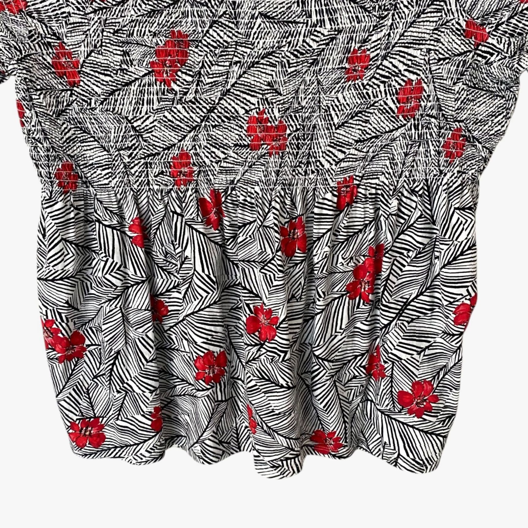 J. Jill J.Jill Blouse Shirt 3/4 Sleeve Smocked Floral Knit Peasant Top Women's 2X Black Pullover Size XXL / US 16-18 / IT 52-54 - 6 Thumbnail