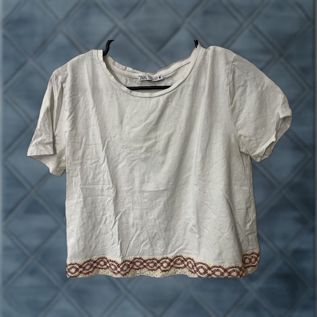 Zara Zara Womens White Solid Basic Crew Neck Sleeveless Size Large T-Shirt Size L / US 10 / IT 46 - 1 Thumbnail