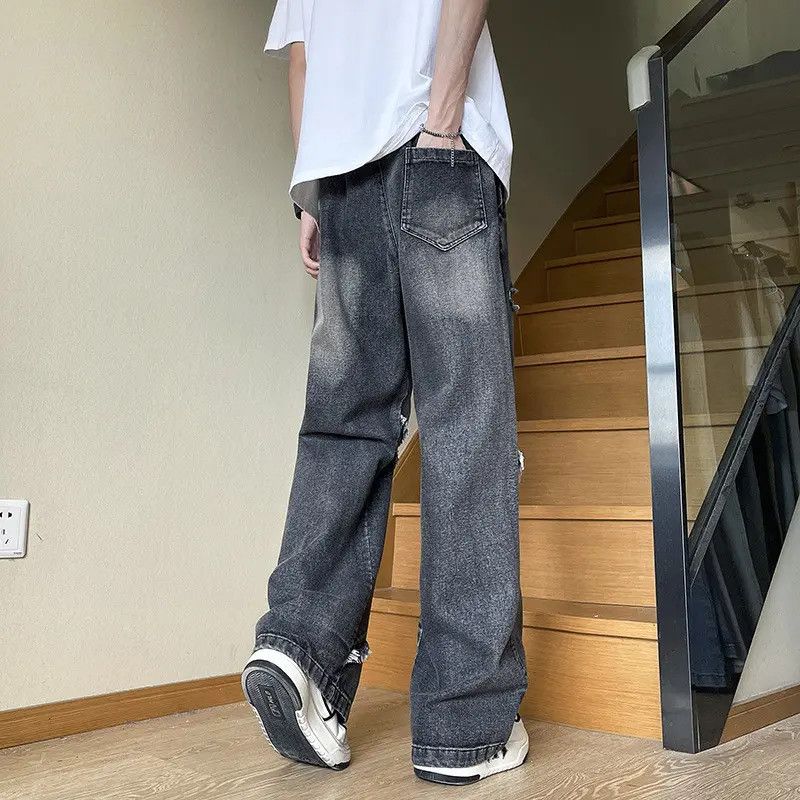 Japanese Brand Retro loose ripped tie dye micro flared jeans Size US 32 / EU 48 - 3 Thumbnail