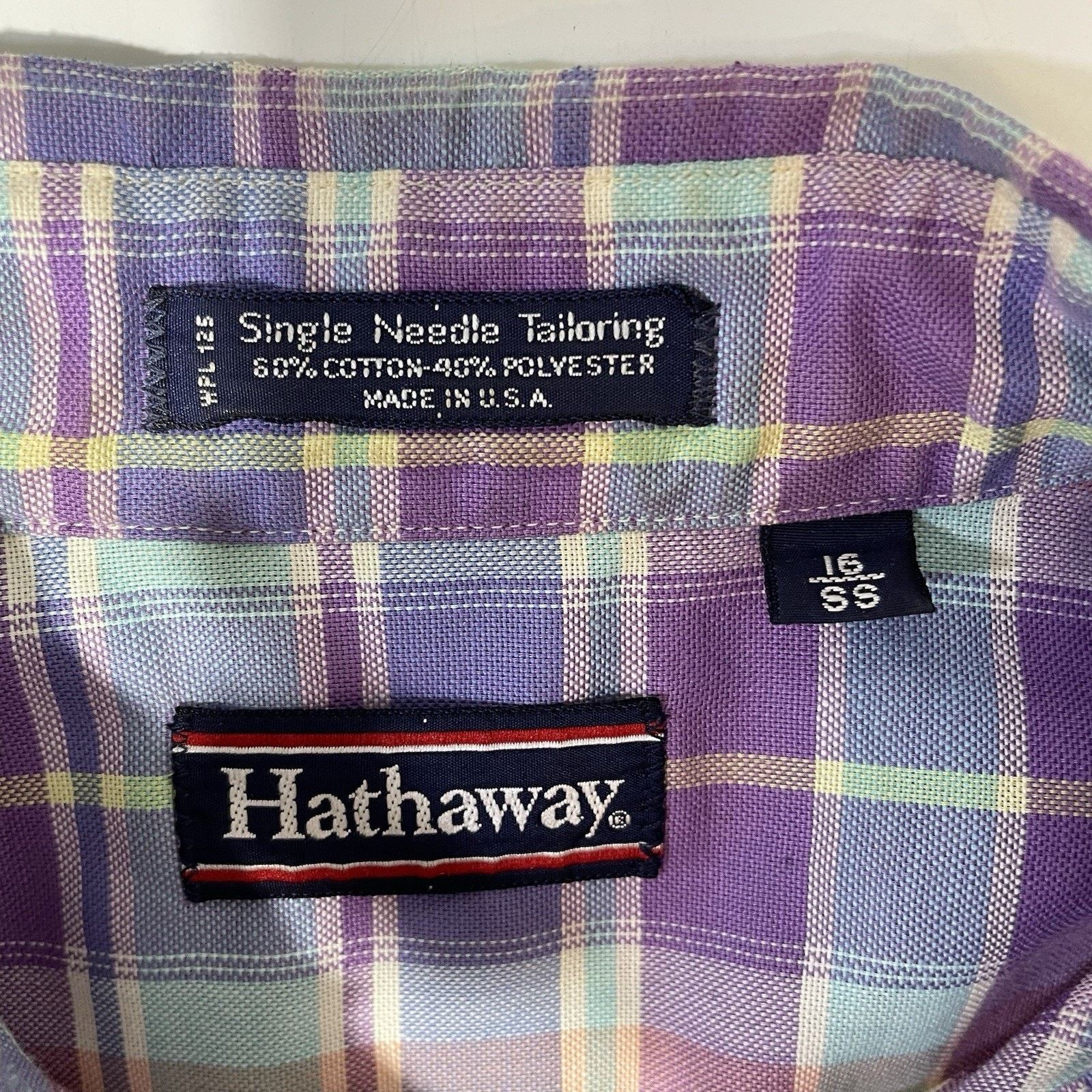 All Sport VTG Retro 60s Hathaway Sport Shirt Purple Blue Checks 16 Size US L / EU 52-54 / 3 - 3 Thumbnail