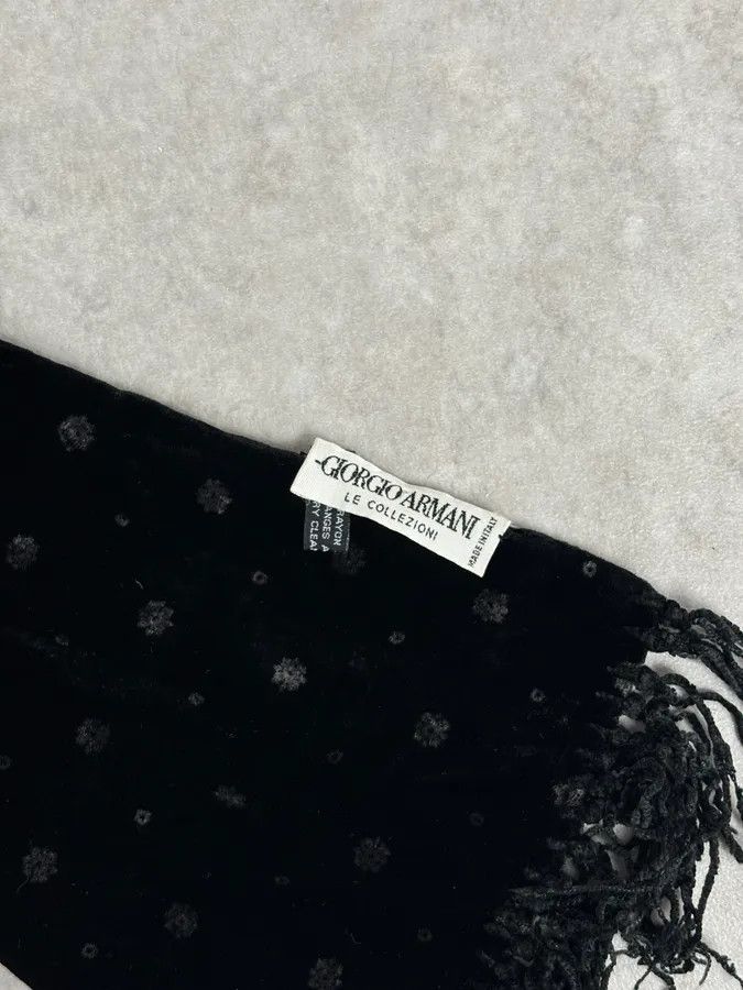 Giorgio Armani Giorgio Armani Black Scarf Polka Dot Scarf Size ONE SIZE - 7 Thumbnail