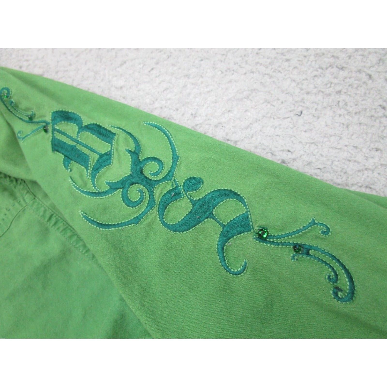 Vintage Sinners Embroidered Green Beaded Cowboy Western Button-Up Shirt 3XL Mens Size US XXL / EU 58 / 5 - 4 Thumbnail