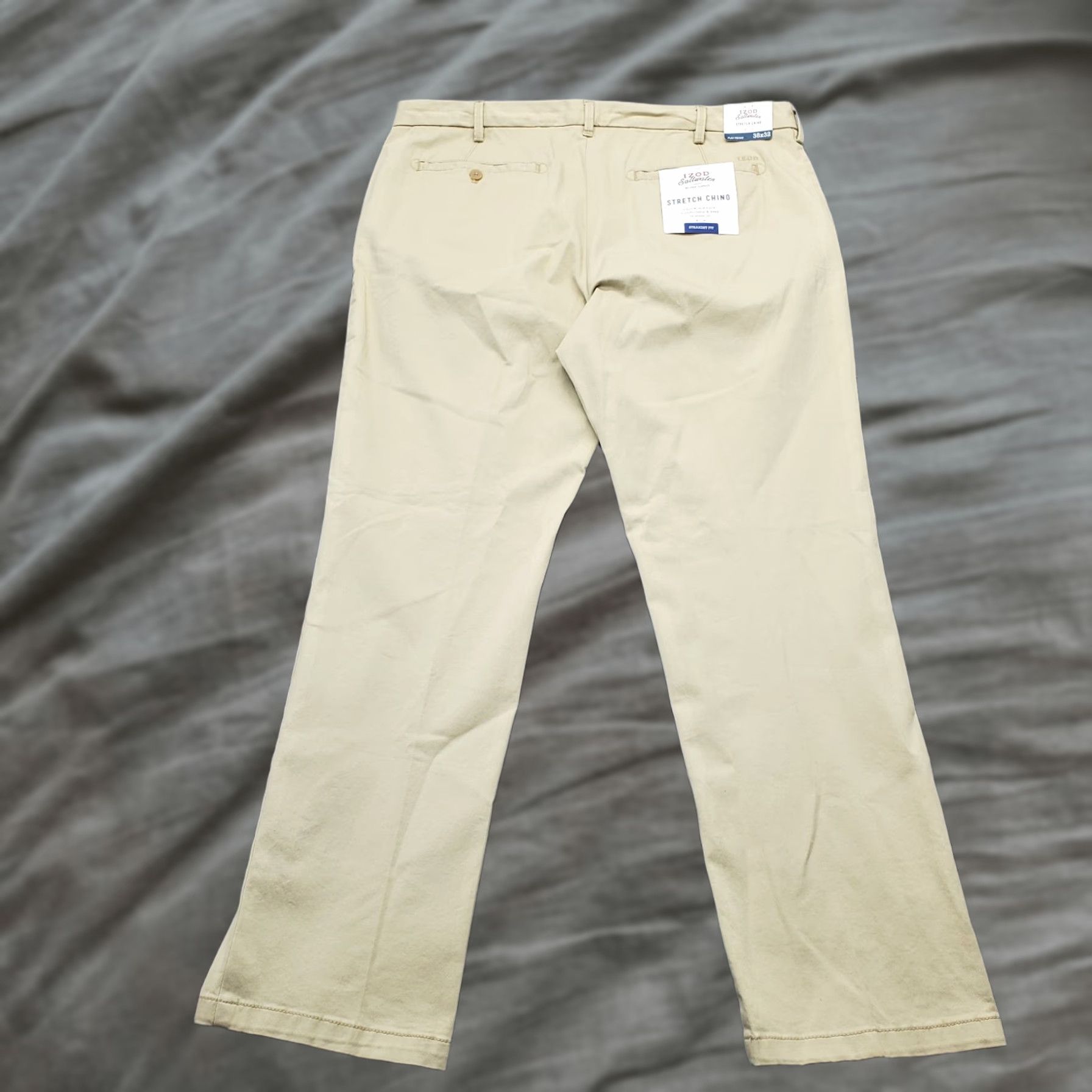 Izod IZOD Mens Chino Pants Straight Leg Flat Front 38 Tan Stretch Classic Fit Mens Size 38 Tan Chino Pants Size US 38 / EU 54 - 1 Thumbnail