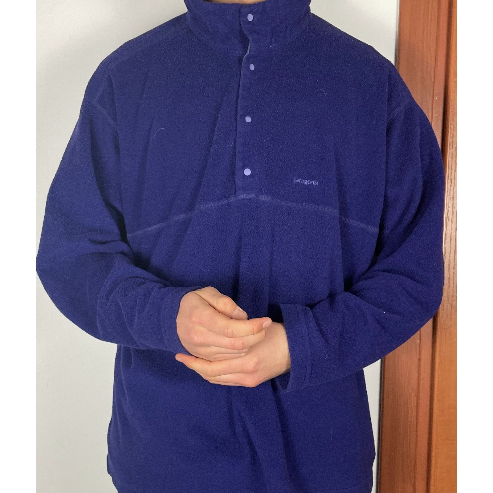 Patagonia × Vintage Patagonia Men Blue Fleece Lined Long Sleeve Snap T Jacket Size US L / EU 52-54 / 3 - 2 Thumbnail
