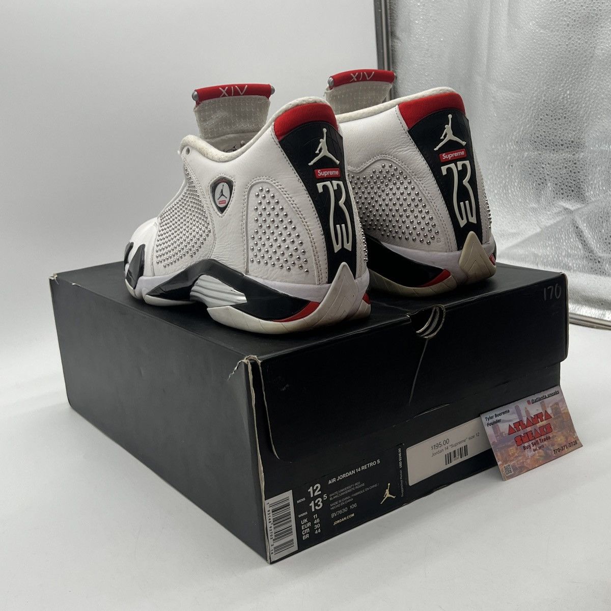 Jordan Brand Supreme x air Jordan 14 white Size US 12 / EU 45 - 4 Thumbnail